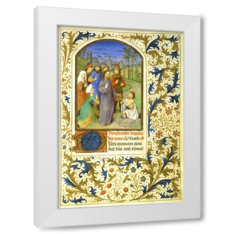 The Raising of Lazarus : Book of Hours - Detail White Modern Wood Framed Art Print by Marmion, Simon