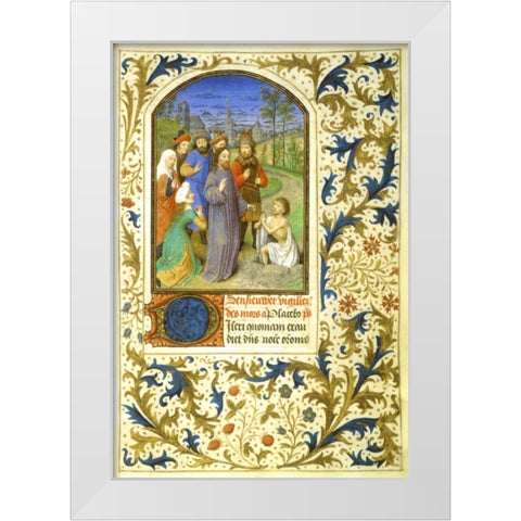The Raising of Lazarus : Book of Hours - Detail White Modern Wood Framed Art Print by Marmion, Simon