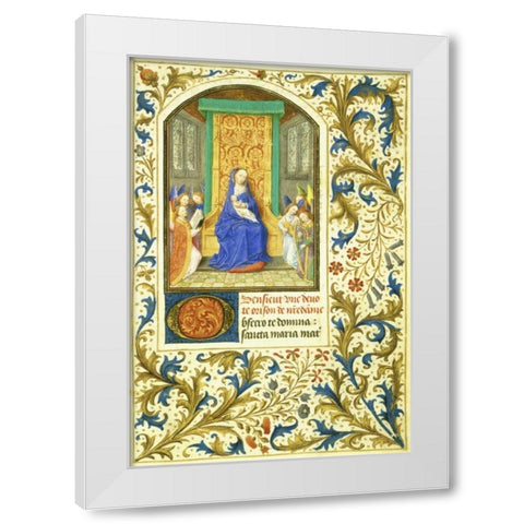 The Virgin Enthroned : Book of Hours - Detail White Modern Wood Framed Art Print by Marmion, Simon
