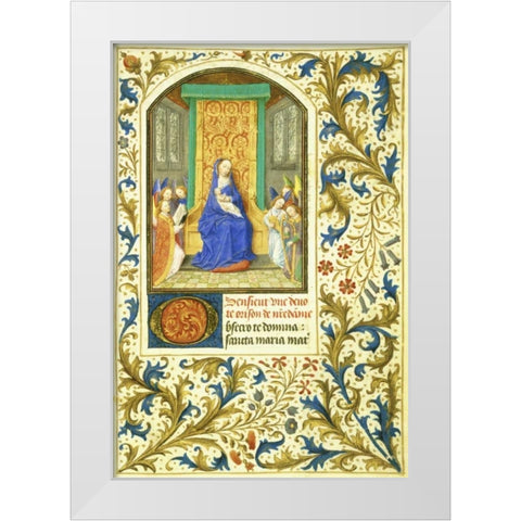 The Virgin Enthroned : Book of Hours - Detail White Modern Wood Framed Art Print by Marmion, Simon