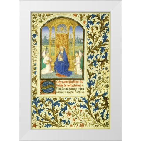 Virgin Enthroned between Angels: Book of Hours - Detail White Modern Wood Framed Art Print by Marmion, Simon