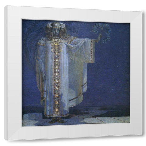 Prophetess Libusa White Modern Wood Framed Art Print by Masek, Vitezlav Karel