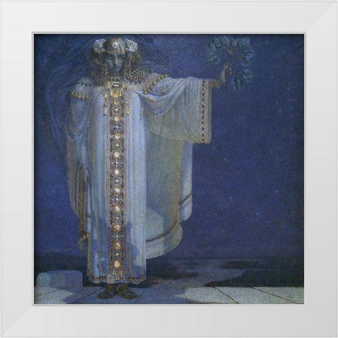 Prophetess Libusa White Modern Wood Framed Art Print by Masek, Vitezlav Karel