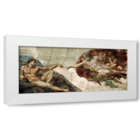 Creation of Adam - Detail White Modern Wood Framed Art Print by Michelangelo