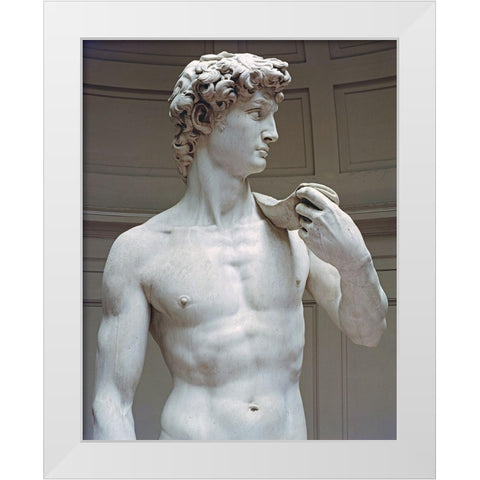 David (Detail I) White Modern Wood Framed Art Print by Michelangelo