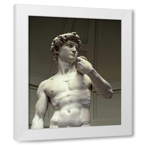 David - Detail II White Modern Wood Framed Art Print by Michelangelo