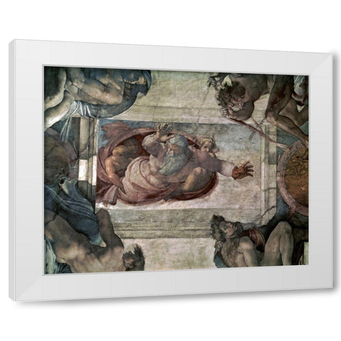 God Separating the Waters White Modern Wood Framed Art Print by Michelangelo
