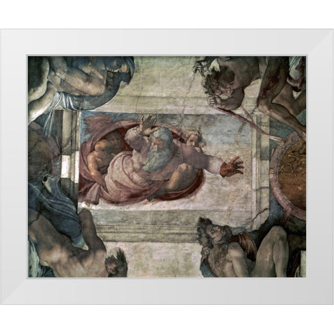 God Separating the Waters White Modern Wood Framed Art Print by Michelangelo