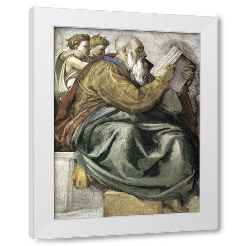 The Prophet Zechariah White Modern Wood Framed Art Print by Michelangelo