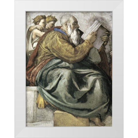 The Prophet Zechariah White Modern Wood Framed Art Print by Michelangelo