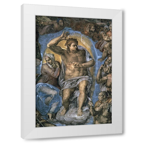 The Virgin Trying to Intercede with Christ White Modern Wood Framed Art Print by Michelangelo