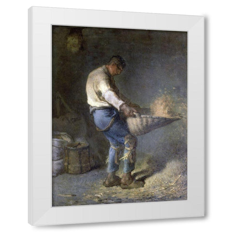 The Winnower White Modern Wood Framed Art Print by Millet, Jean-Francois