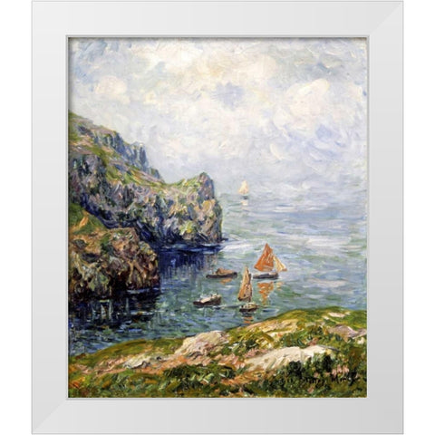 Foggy Time, Brizellec, Finistere White Modern Wood Framed Art Print by Moret, Henry