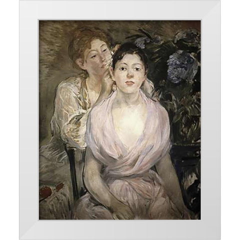 LHortensia White Modern Wood Framed Art Print by Morisot, Berthe