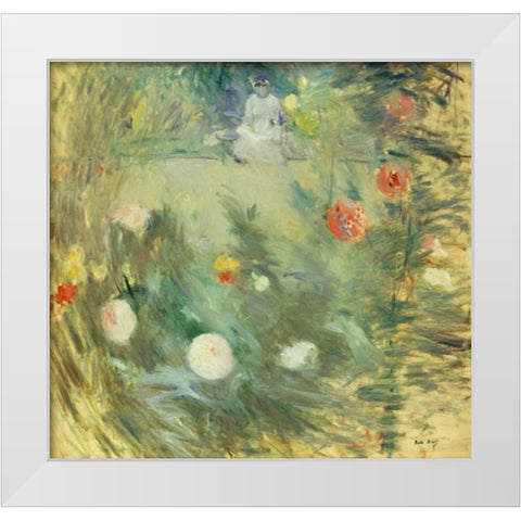 Nourrice Au Fond DUn Jardin White Modern Wood Framed Art Print by Morisot, Berthe