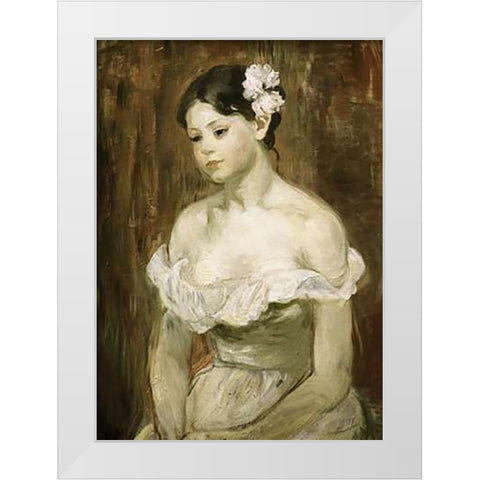 Portrait of a Young Girl White Modern Wood Framed Art Print by Morisot, Berthe