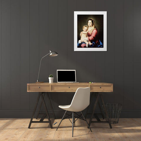 The Virgin and Child White Modern Wood Framed Art Print by Murillo, Bartolome Esteban