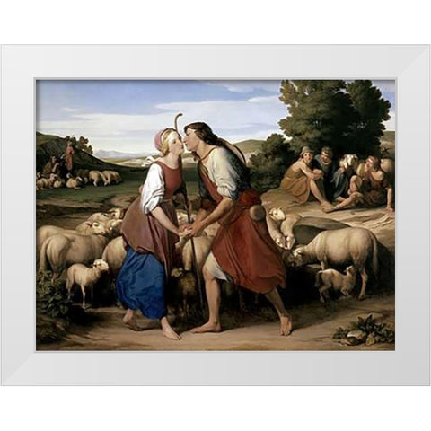 Jacob and Rachel White Modern Wood Framed Art Print by Nacke, Gustav Heinrich