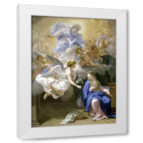 The Annunciation White Modern Wood Framed Art Print by Odazzi, Giovanni