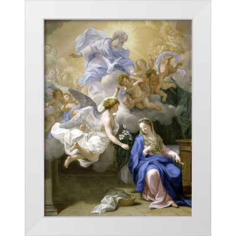 The Annunciation White Modern Wood Framed Art Print by Odazzi, Giovanni