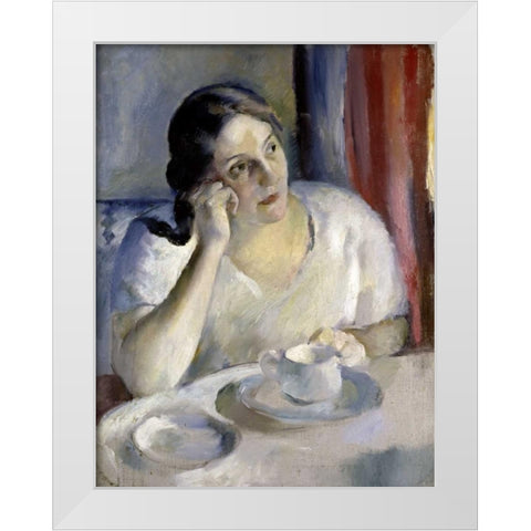 A Cup of Tea La Tasse de Th White Modern Wood Framed Art Print by Ottman, Henri
