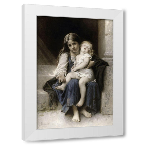Sisters White Modern Wood Framed Art Print by Perrault, Leon Jean Basile