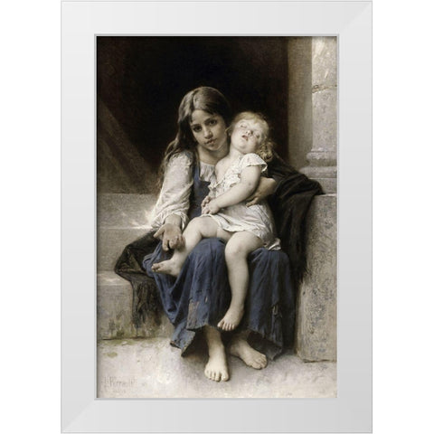 Sisters White Modern Wood Framed Art Print by Perrault, Leon Jean Basile