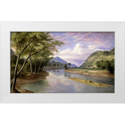 The Ohio River Near Marietta White Modern Wood Framed Art Print by Pratt, Henry Cheever