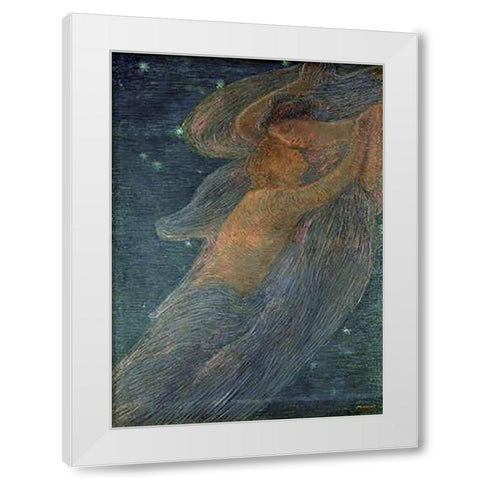 Triptych of the Day White Modern Wood Framed Art Print by Previati, Gaetano
