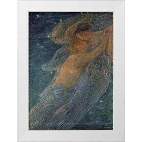 Triptych of the Day White Modern Wood Framed Art Print by Previati, Gaetano
