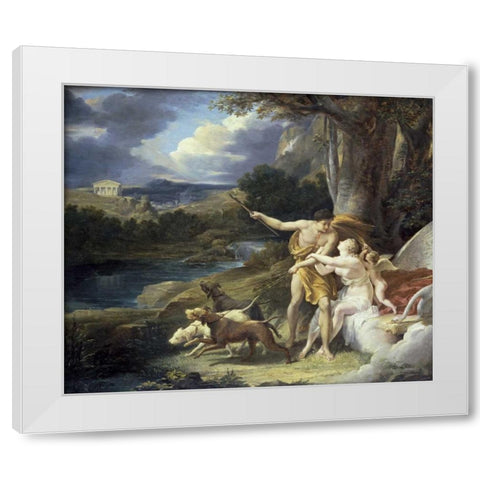 Venus and Adonis White Modern Wood Framed Art Print by Regnault, Alexandre Georges H.