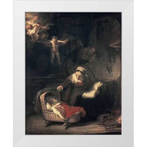 The Holy Family White Modern Wood Framed Art Print by Rembrandt Van Rijn,