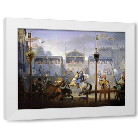 A Fourteenth Century Tournament White Modern Wood Framed Art Print by Revoil, Pierre Henri