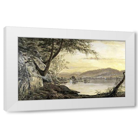 Sunset on the Lake White Modern Wood Framed Art Print by Robbins, Horace Wolcott