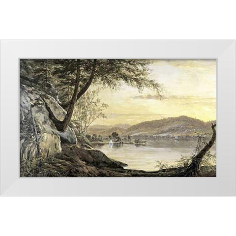 Sunset on the Lake White Modern Wood Framed Art Print by Robbins, Horace Wolcott