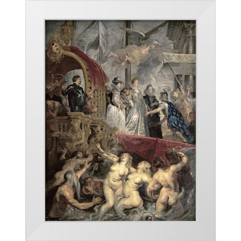 Landing at Marseilles (Life of Marie de Medici, Queen of France) White Modern Wood Framed Art Print by Rubens, Peter Paul
