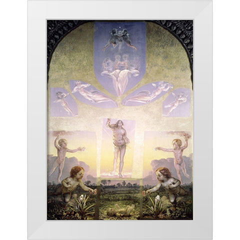 Morning White Modern Wood Framed Art Print by Runge, Philipp Otto