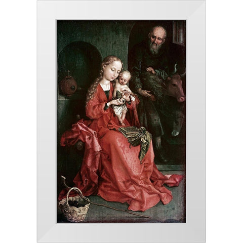 The Holy Family White Modern Wood Framed Art Print by Schongauer, Martin