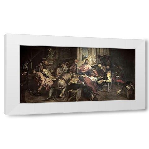 The Last Supper White Modern Wood Framed Art Print by Tintoretto, Jacopo