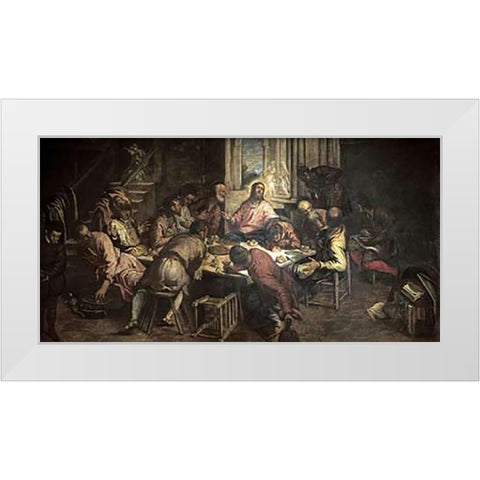 The Last Supper White Modern Wood Framed Art Print by Tintoretto, Jacopo