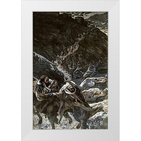 And They All Forsook Him and Fled White Modern Wood Framed Art Print by Tissot, James