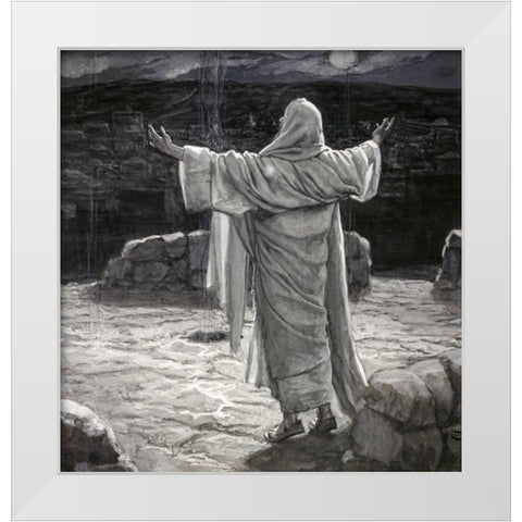 Christ Going to the Mount of Olives at Night White Modern Wood Framed Art Print by Tissot, James Jacques