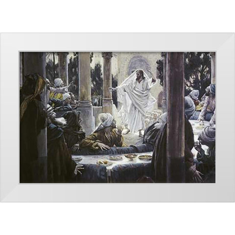 Museumist Reproving the Pharisees White Modern Wood Framed Art Print by Tissot, James