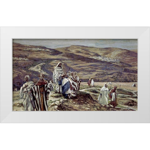 Christ Sending Out the Seventy Disciples Two by Two White Modern Wood Framed Art Print by Tissot, James Jacques