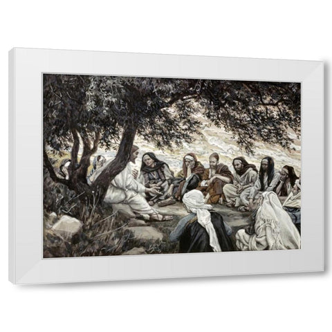 Christs Exhortation To The Twelve Apostles White Modern Wood Framed Art Print by Tissot, James Jacques
