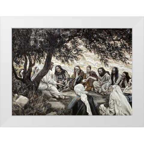 Christs Exhortation To The Twelve Apostles White Modern Wood Framed Art Print by Tissot, James Jacques