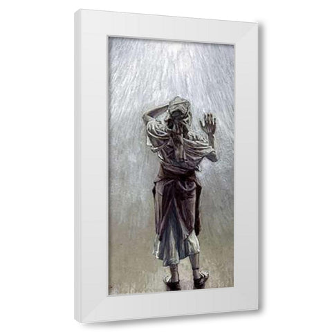 God Appears to Noah White Modern Wood Framed Art Print by Tissot, James