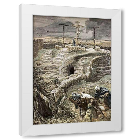 Jesus Alone on the Cross White Modern Wood Framed Art Print by Tissot, James