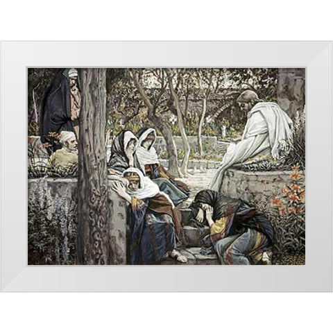 Jesus at Bethany White Modern Wood Framed Art Print by Tissot, James
