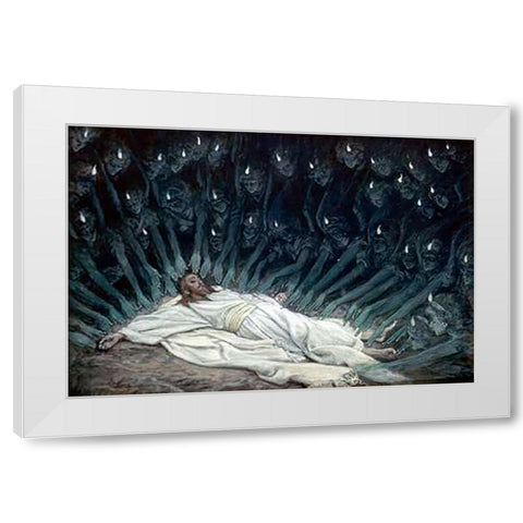 Jesus Ministered to by Angels White Modern Wood Framed Art Print by Tissot, James